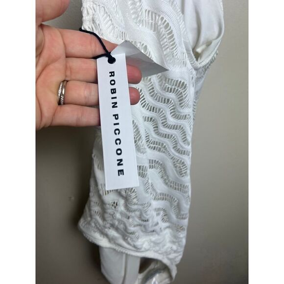 Robin Piccone Sophia White Lace One Piece Swimsuit NWT Sz. 14 - Picture 3 of 6